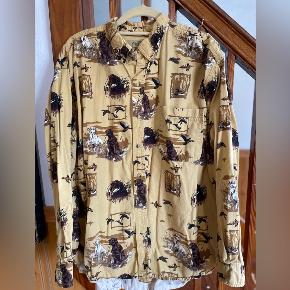 Field Tested by Outdoor Life Button-Up Shirt, Men’s XL (46/48) Dog Duck Country